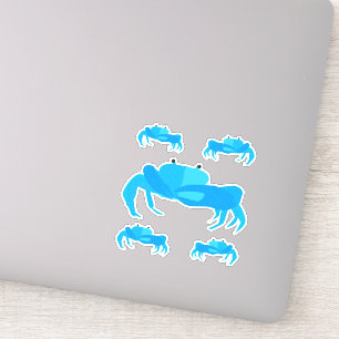 Niedlicher Nautic Cartoon Blue Crabs Water Flasche Aufkleber