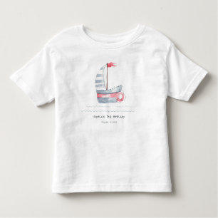 Niedlicher Nautic Soft Red Blue Sailboat Kindergeb Kleinkind T-shirt