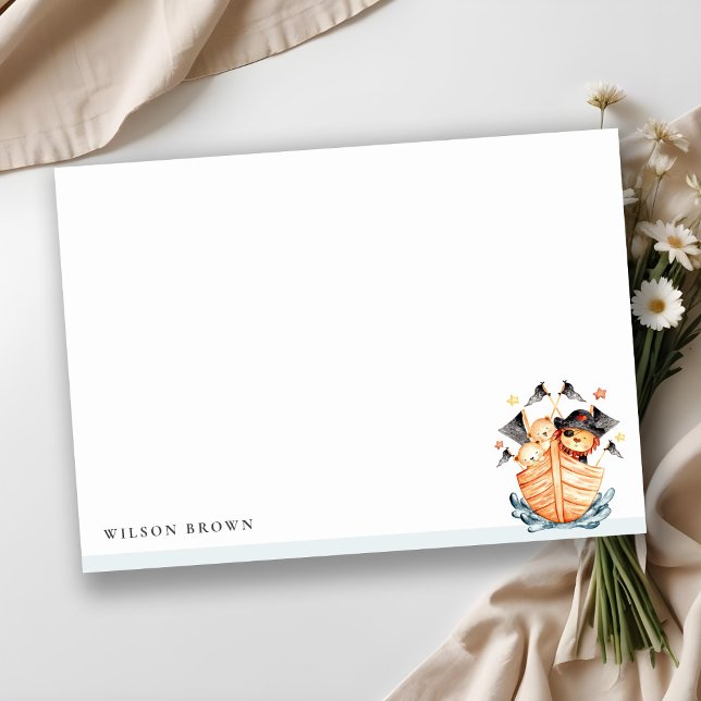 Niedlicher Nautical Pirate Ship Lion Cub Kindergeb Mitteilungskarte (Von Creator hochgeladen)