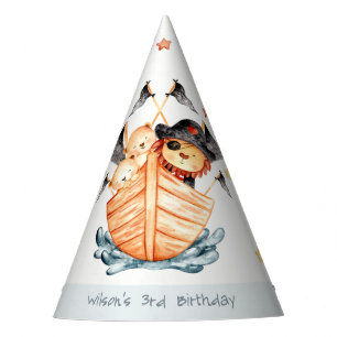 Niedlicher Nautical Pirate Ship Lion Cub Kindergeb Partyhütchen