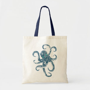 Niedlicher Navy Blue Octopus Weißer Palisley Overl Tragetasche