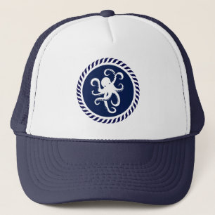Niedlicher Navy Blue & White Octopus Truckerkappe