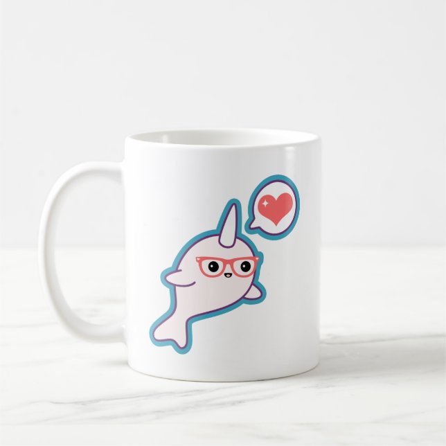 Niedlicher Nerd Narwhal Kaffeetasse (Links)