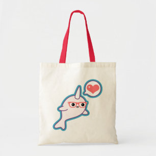 Niedlicher Nerd Narwhal Tragetasche