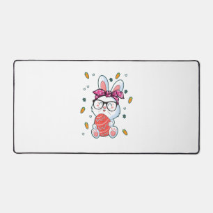 Niedlicher Nerd Ostertag Sonnenhasen Kaninchen Gra Schreibtischunterlage