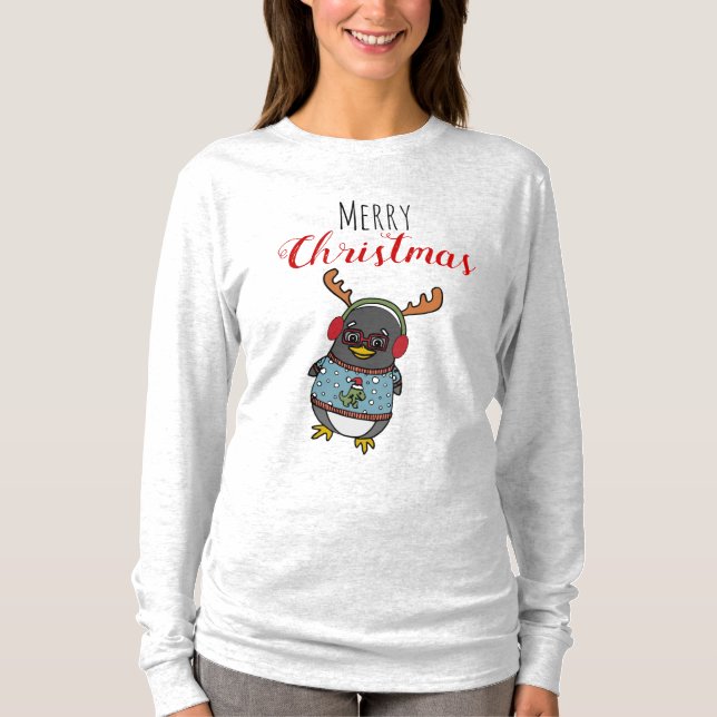 Niedlicher Nerd Pinguin Graphic | Ugi Christmas Sw T-Shirt (Vorderseite)