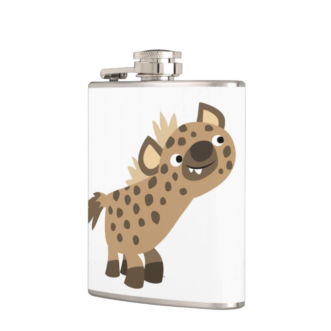 Niedlicher, neugieriger Cartoon Hyena Hip Flask Flachmann (Links)