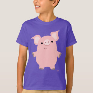 Niedlicher neugieriger Cartoon-Schwein-KinderT - T-Shirt