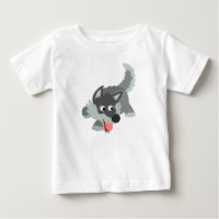 Niedlicher Neugieriger Cartoon Wolf Baby T - Shirt