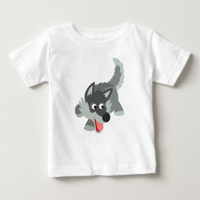 Niedlicher Neugieriger Cartoon Wolf Baby T - Shirt (Vorderseite)