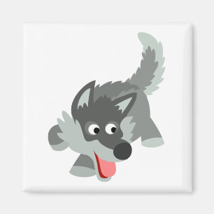 Niedlicher Neugieriger Cartoon Wolf Magnet