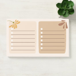 Niedlicher neutraler Hintergrund mit Blumenbraun Post-it Klebezettel