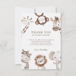 Niedlicher neutraler Safari-Dschungel 1. Geburtsta Dankeskarte