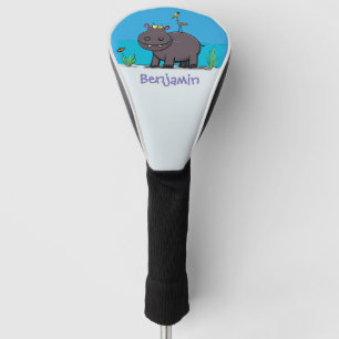 Niedlicher Nilpferd mit Vogel-Cartoon Golf Headcover