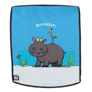Niedlicher Nilpferd mit Vogel-Cartoon Rucksack