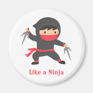Niedlicher Ninja-Junge mit Sai-Waffen für Kinder Magnet