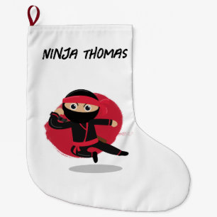 Niedlicher Ninja Warrior Black & Red Kids Individu Großer Weihnachtsstrumpf