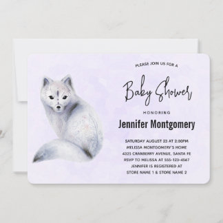 Niedlicher Nordic Fox mit Blumenmuster Baby-Dusche Einladung