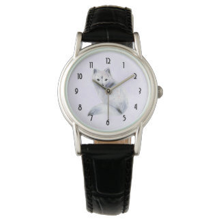 Niedlicher Nordic Fox mit floralen Markierungen Armbanduhr