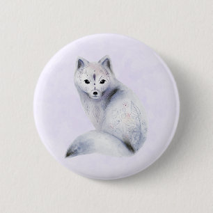 Niedlicher Nordic Fox mit floralen Markierungen Button