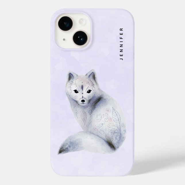 Niedlicher Nordic Fox mit floralen Markierungen Case-Mate iPhone Hülle (Rückseite)