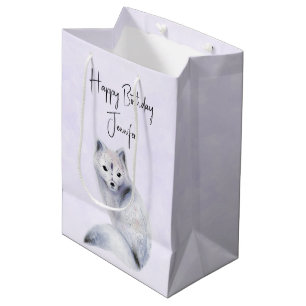 Niedlicher Nordic Fox mit floralen Markierungen Ge Mittlere Geschenktüte