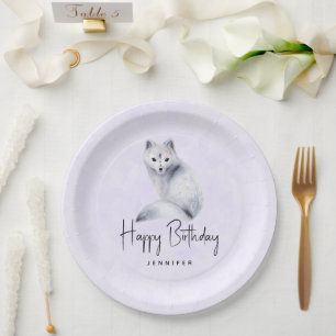 Niedlicher Nordic Fox mit floralen Markierungen Ge Pappteller