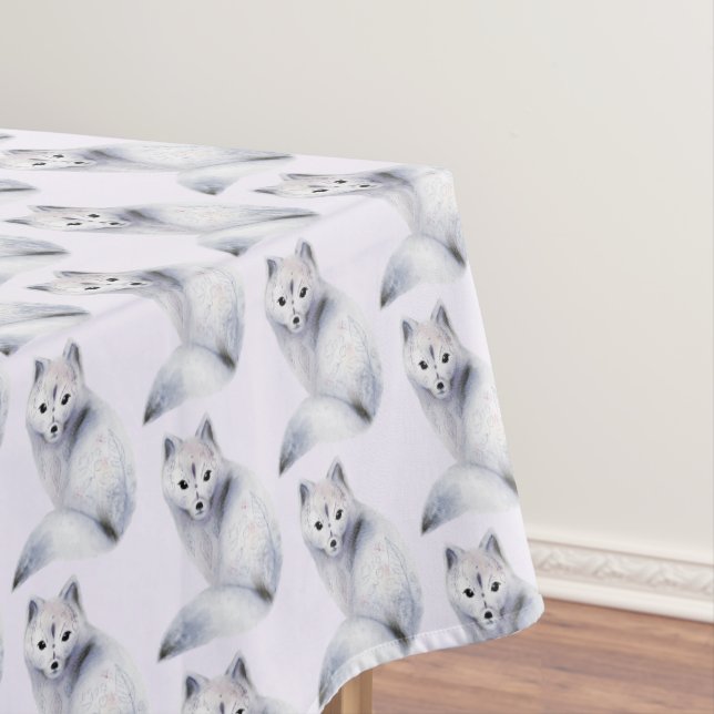Niedlicher Nordic Fox mit floralen Markierungen Ge Tischdecke (Beispiel)