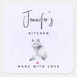 Niedlicher Nordic Fox mit floralen Markierungen Kü Quadratischer Aufkleber