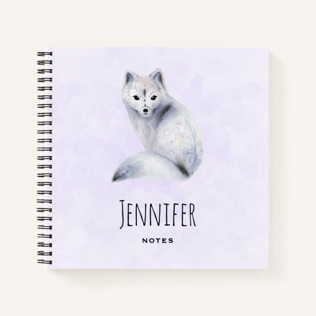 Niedlicher Nordic Fox mit floralen Markierungen Notizbuch (Vorderseite)