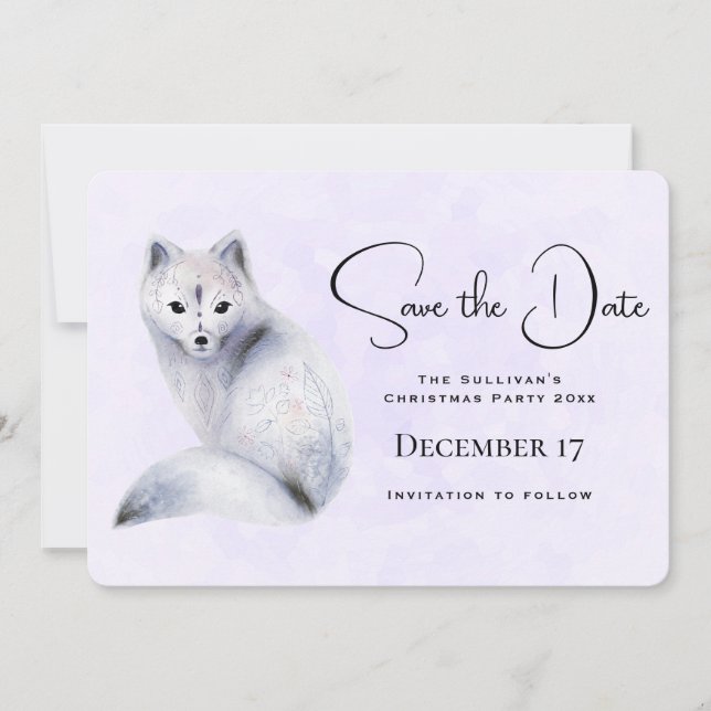 Niedlicher Nordic Fox mit floralen Markierungen Save The Date (Vorderseite)