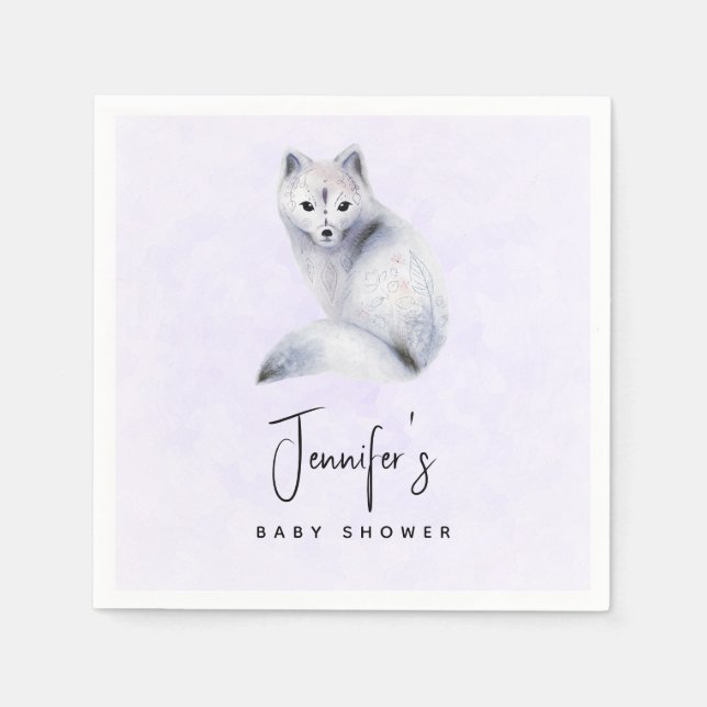 Niedlicher Nordic Fox mit floralen Markierungen Serviette (Vorderseite)