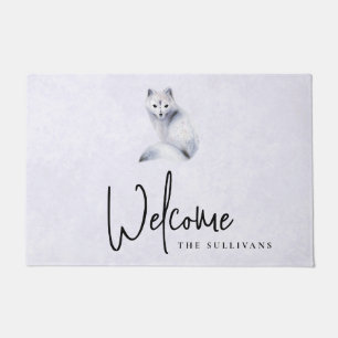 Niedlicher Nordic Fox mit floralen Markierungen Wi Fußmatte