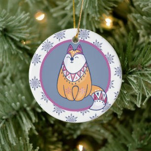 Niedlicher Nordic Style Fox Kinder Personalisiert Keramik Ornament