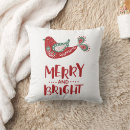 Niedlicher nordischer Vogel "Merry & Bright" Kissen
