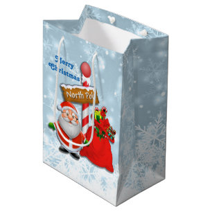 Niedlicher Nordpol Santa Gift Bag Mittlere Geschenktüte