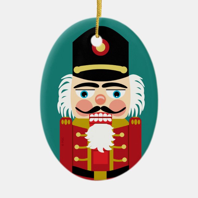 Niedlicher Nussknacker des Babys erstes Weihnachts Keramik Ornament (Vorne)