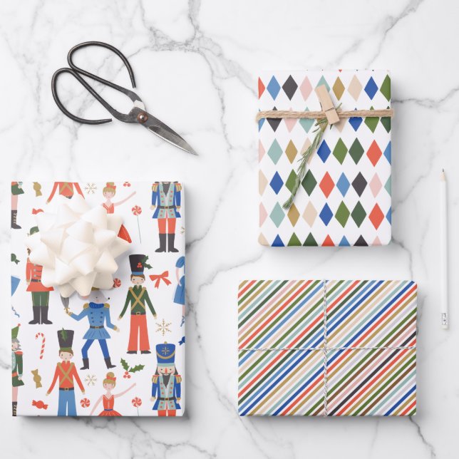 Niedlicher Nutcracker Ballet Muster Weihnachten Geschenkpapier Set (Vorderseite)