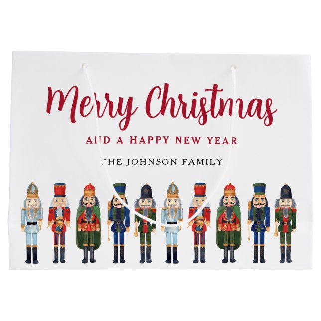 Niedlicher Nutcracker Frohe Weihnachten Große Geschenktüte (Rückseite)