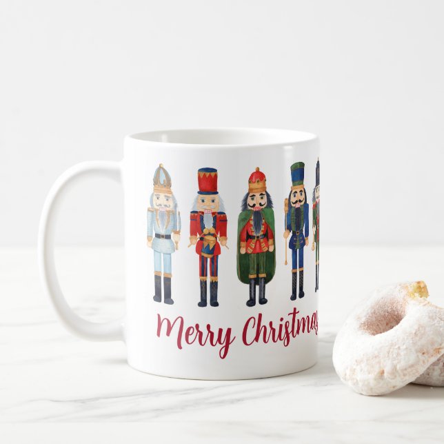 Niedlicher Nutcracker Frohe Weihnachten Kaffeetasse (Mit Donut)