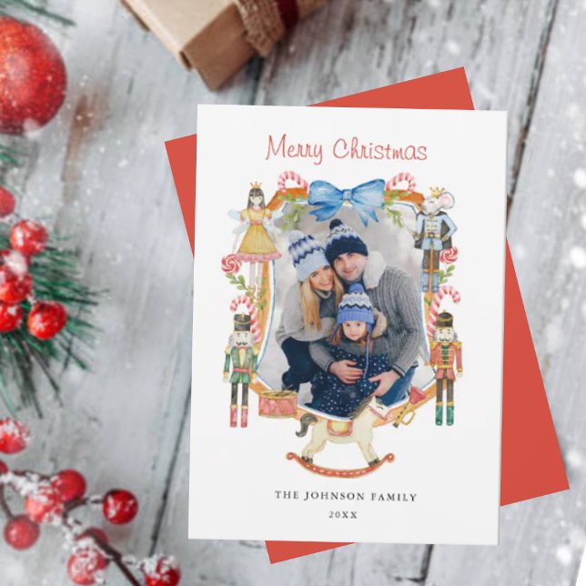 Niedlicher Nutcracker Weihnachtsrahmen für Fotos Feiertagskarte (Von Creator hochgeladen)