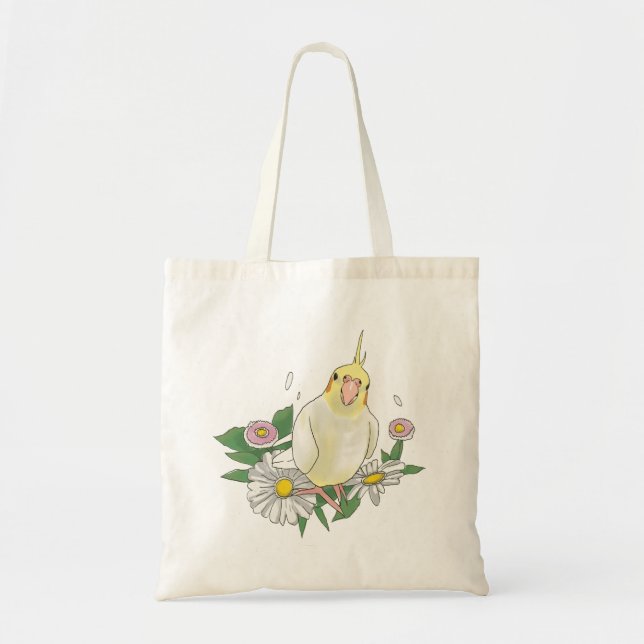 Niedlicher Nymphensittich-Blumen Tragetasche (Vorne)
