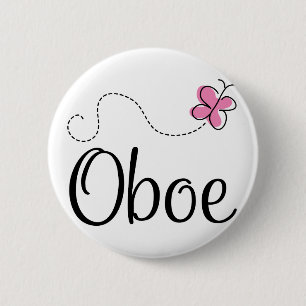 Niedlicher Oboe rosa Schmetterling Button