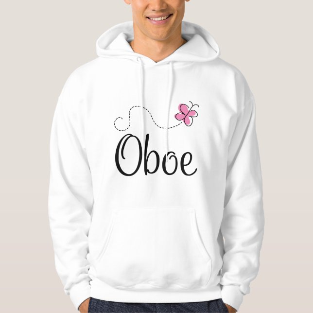 Niedlicher Oboe rosa Schmetterling Hoodie (Vorderseite)