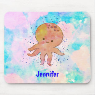 Niedlicher Octopus Cartoon Aquarell Individuelle N Mousepad