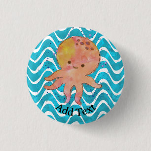 Niedlicher Octopus-Cartoon Button