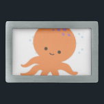 Niedlicher Octopus-Cartoon Rechteckige Gürtelschnalle<br><div class="desc">Ein niedlich orangefarbener Cartoon-Oktopus.</div>