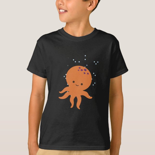 Niedlicher Octopus-Cartoon T-Shirt (Vorderseite)