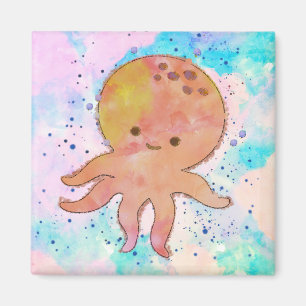 Niedlicher Octopus-Cartoon Wasserfarbe Magnet