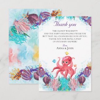 Niedlicher Octopus farbenfrohe Baby Fauna Dankeskarte